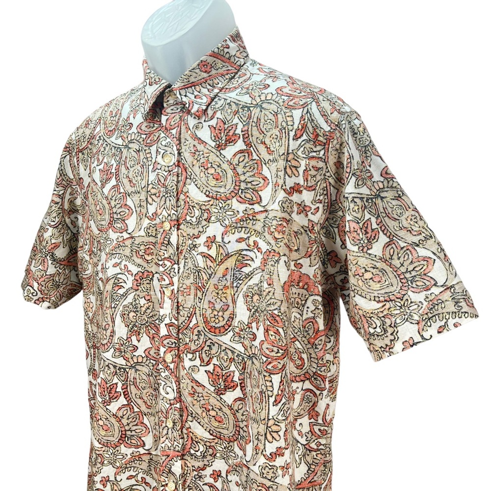 Tasso Elba Island Men’s Medium Paisley Print Short Sleeve Buttons Up Shirt - Picture 4 of 8